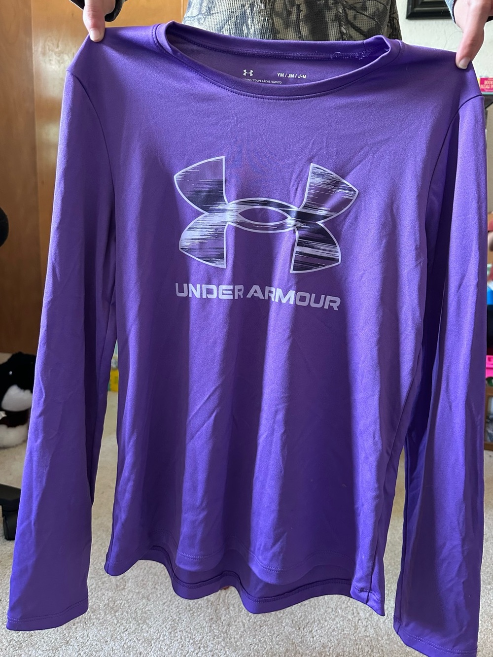 Under Armour Purple Long-Sleeve Performance Shirt with Silver Logo